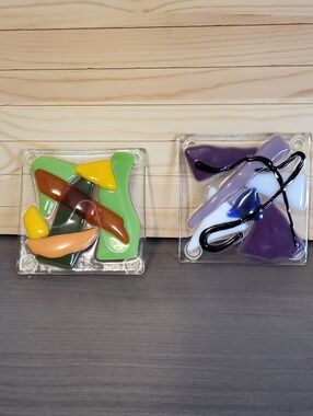 Studio Art Glass Fused Glass Abstract Coasters  /  Trivet Set of 2